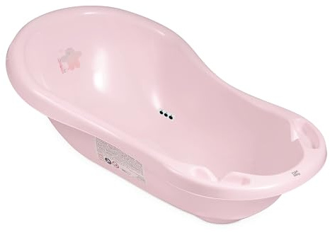 Hylat Baby Friends Rose Baignoire Bébé avec Bouchon de Vidange et Thermomètre Vaignoire Antidérapante pour nouveau-nés et bébés jusqu'à 12 mois, en plastique sans BPA, Baignoire pour Enfants