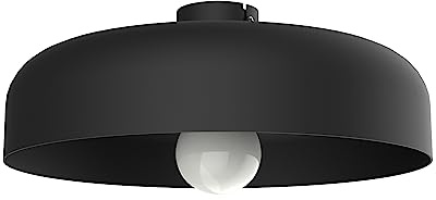 L+ LED-Deckenleuchte aus Metall – Durchmesser 40cm – Lampenfassung E27 (Glühbirne nicht im Lieferumfang enthalten) – Made in Italy – Modernes Design für Küche und Wohnzimmer (Schwarz)
