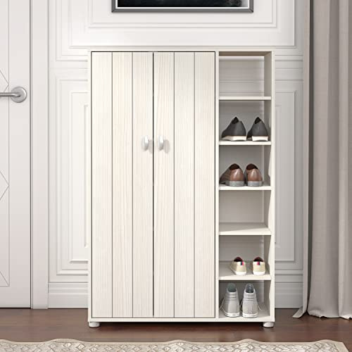 Galano Hansel 24-Pair Shoe Cabinet – 2-Door Storage Unit, Modern Standing Rack for Hallway (Cream Oak) – D35.3 x W79.6 x H119.0cm
