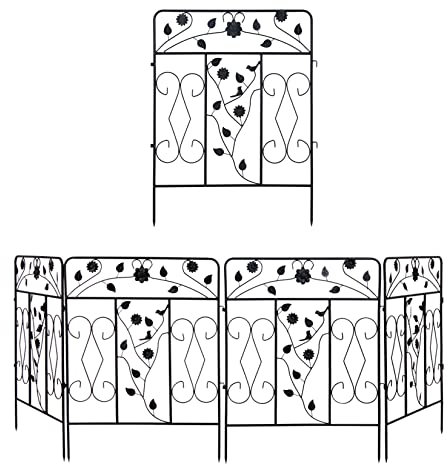 unho 5er Set Beetzaun Metall: Beeteinfassung Beetumrandung Rasenkante Steckzaun Zierzaun Zaun Ziergitter