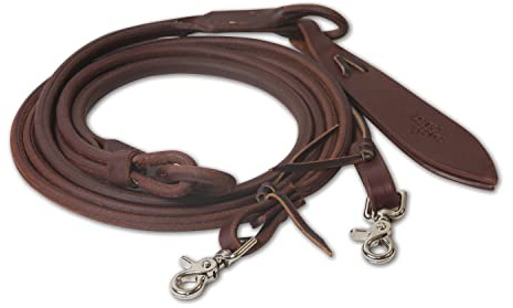 Professional's Choice Ranch Collection - Rienda romántica de aceite pesado de 54 pulgadas, gruesa, suave y resistente, cola de popper con lazos de agua, fabricada en los Estados Unidos