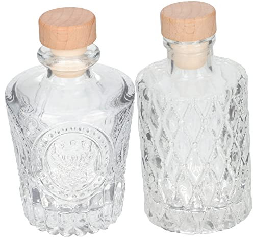 Cabilock 2pcs European Roman Column Wine Bottle Reusable Airtight Glass Bottles for Home Storage Small Lids for Fruit Wine Craft Use
