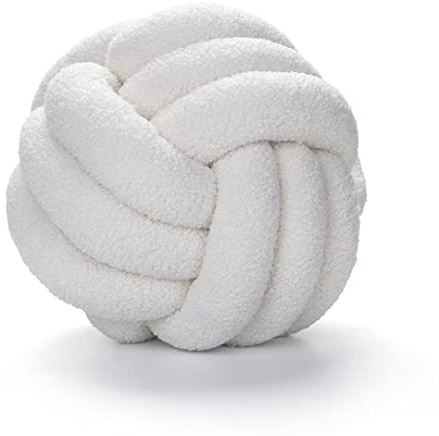 Evimstil Cojín de felpa con nudos, cojín de nudo, cojín para la cabeza, incluye relleno, nórdico, pequeño, cojín decorativo para cama, habitación, juguete, anudado para sofá, cama, decorativo, blanco
