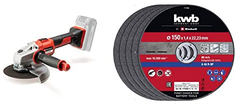 Einhell Professional Akku-Winkelschleifer AXXIO 18/150 Power X-Change (18 V, Ø 150 mm, 40 mm Schnitttiefe, Brushless, inkl. 6 Trennscheiben, ohne Akku)