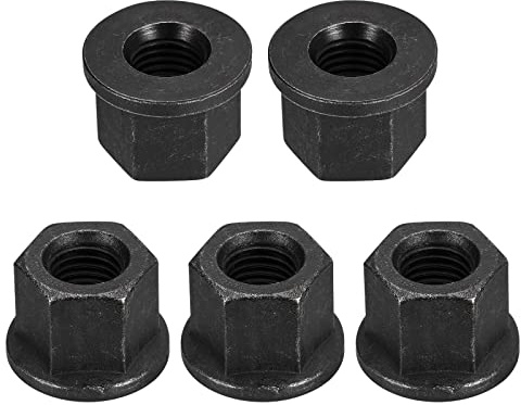 QUARKZMAN 5 Stück M16 Flanschmuttern Sperre Muttern Grad 8.8 Karbonstahl Schwarz Oxidiert Flansch-Sechskantmuttern für Maschinen