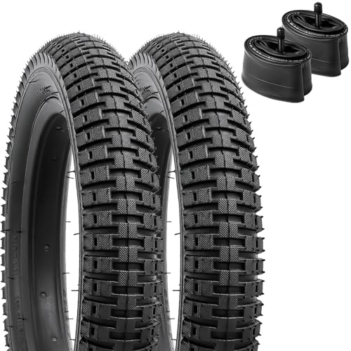 YunSCM 2-PCS Faltbare 14 Zoll Reifen 14X1.95 Mantel Plus 2-PCS 14 Zoll Schlauch AV32mm Valve kompatibel 50/54-254 Rennräder Citybikes 14X1.90 14X1.95 14X2.0 Fahrradreifen und schlauche