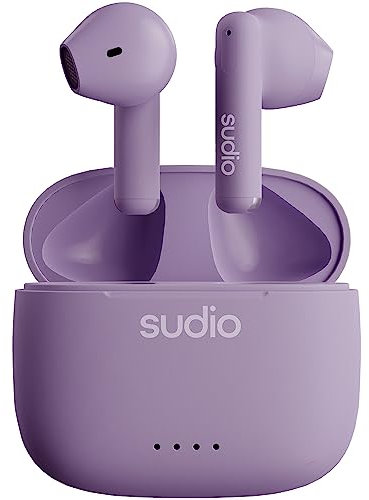 Sudio A1 Violet Écouteurs avec Bluetooth, Touch Control avec Station de Charge compacte sans Fil IPX4, écouteurs Silencieux avec Microphone intégré, Son Cristal de qualité supérieure