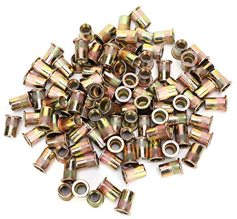 QANYEGN 100pcs Rivet Insert Nut, Rivet Nutsert En Acier Au Carbone, Pièces De Fixation En Zinc Plaqué De Couleur Pour le Produit De Bricolage.