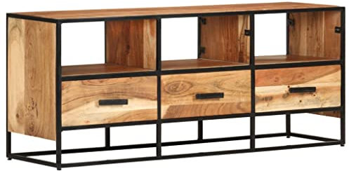 FIRBNUS TV-Schrank 110x30x45 cm Massivholz Akazie Kommode Holz TV Kommode Sideboard Holz TV Lowboard Holz TV Board Fernsehschrank TV Cabinet TV Unterschrank Wohnzimmer Möbel TV Schrank Holz