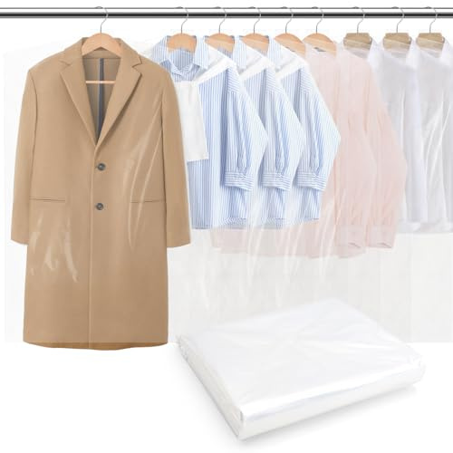 30 Stück Kleiderschutzhülle, 60×90 cm Kleiderhülle Transparent, Staubschutz Kleiderhüllen, Kleidersäcke für Anzüge, Kleider, Mäntel, Jacken, Hemden, Kleidung Aufbewahrung Organisation