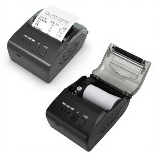 Thermo Belegdrucker, 58 Mm Thermo POS Drucker Tragbarer Versandetikettendrucker mit Hochgeschwindigkeitsdruck 90 Mm/s und USB Schnittstelle für Windows, Linux, OS X, Android