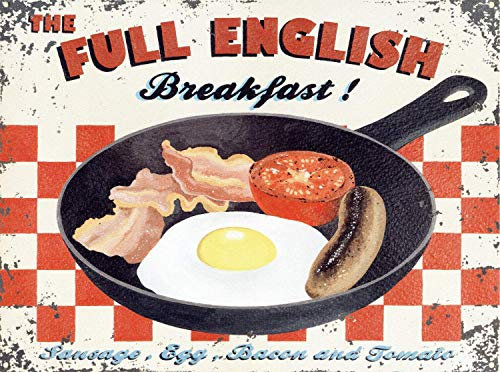 Full English Breakfast Retro Tin Sign Food Kitchen Wall Decoration Metal Sign Poster 12x16 Inches