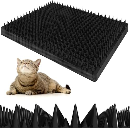 Petfolio 12-pack uppgraderad kattavvisande matta – 40 cm x 33 cm scat-matta för katter har ojämna spikar är en effektiv kattspikmatta för kattavvisande inomhus och utomhus för att avskräcka katter