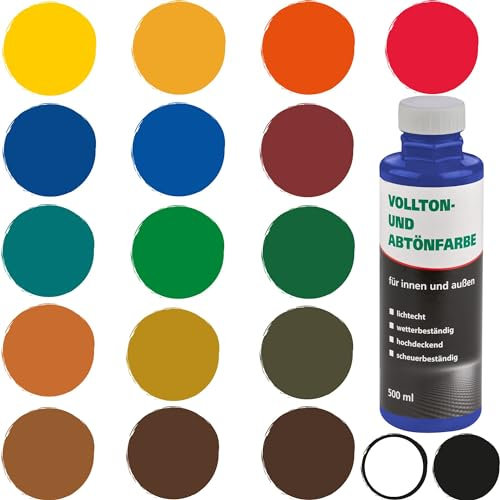 BODENMEISTER Abtönfarbe Vollton-Farbe 500 ml, Mischfarbe für Wandfarbe innen und außen, 06 hell-blau ultramarin 918