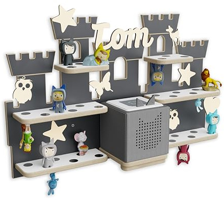 Holzura Toniebox 1 Regal Burg – Wandregal zur Tonie Aufbewahrung, Kinderregal für Toniebox 1 & Tonie Figuren, Wandregal Musikbox Kinderzimmer