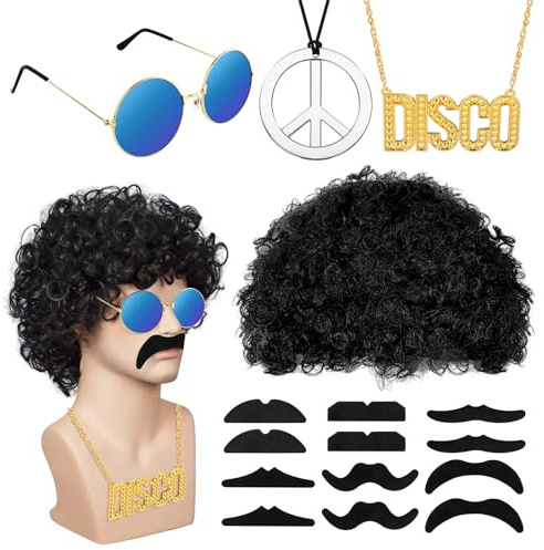 Hippie Kostüm Set 16tgl, Retro Hippie Accessoires, 70er 80er Mode Thema Party, Geeignet Für Cosplay, Halloween, Kostümfeste Usw