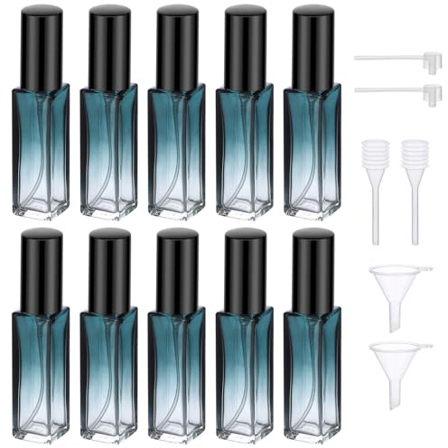Segbeauty Atomizador Perfume Recargable, 10 Piezas 10ml Frasco Perfume, Bote Colonia de Vidrio, Pulverizador para Regalos, Viaje (Verde Degradado)