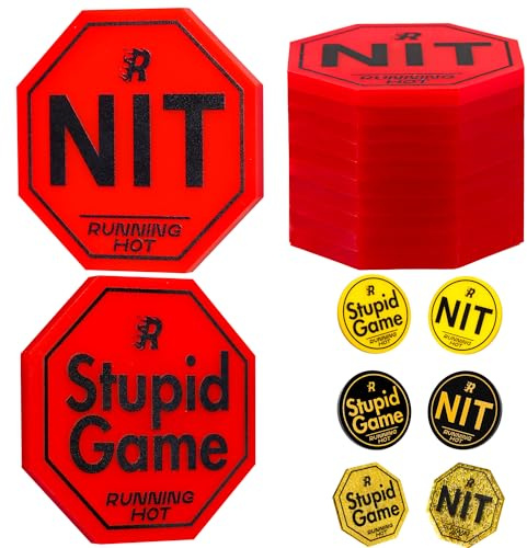 RUNNING HOT 10-teiliges Nit-Knopf-Set für Texas Hold'em & Omaha Pokerchips-Set für das Stand-Up-Spiel, dummes Spiel, Pokerzubehör, Texas Holdem Poker-Set (achteckig rot)