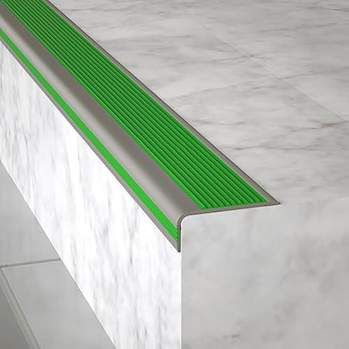 Treppenkantenverkleidung, L-förmiges Eck- und Kantenschutzprofil, Treppenkantenprofil, selbstklebendes PVC-Eckprofil, Ecken- und Kantenschutz für Außen- oder Innentreppen - Grün||5 cm x 2,5 cm x 1,4