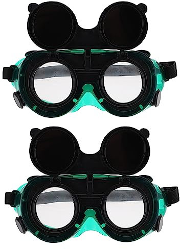 WOONEKY 2stücke Schweißbrillen Schutz Schweißerbrille Blendfrei Anti-Glare Brille Schweißen Gläser Mit Verstellbarem Kopfbügel Und Belüftungsdesign Für Schutz Und Verschiedene