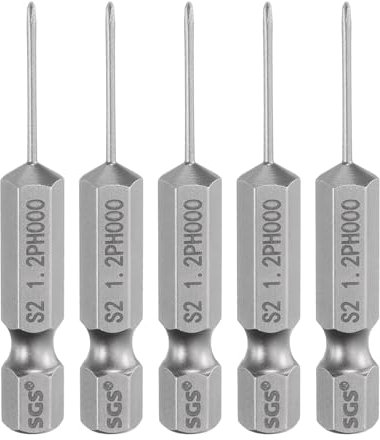 HARFINGTON 5pcs #000 Phillips Screwdriver Bit PH000 1/4 Hex Shank 2 (50mm) Long Magnetic S2 Steel Industrial Grade Screw Driver Bit Cross Head Electric Drill Bits 0.047 (1.2mm) Rod