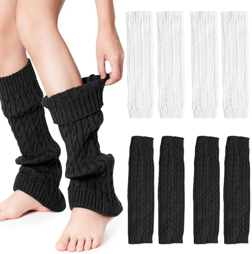 ZeiLaBang Kakadi 4 Paare Beinwärmer,Gestrickte Beinstulpen für Frauen Mädchen,Warme Beinstulpen Strick,Winterstiefelmanschetten Warme Kniewärmer,beinstulpen Damen für Winter,Strümpfe Overknees