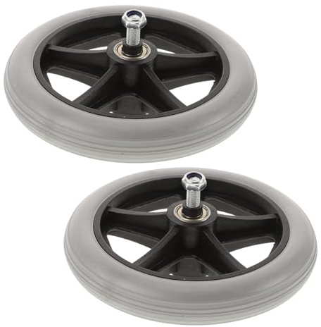 GOOHOCHY 2pcs Wheelchair Front Caster Wheels Solid Tire Replacement for Use Compatible Wheelchairs Easy Installation Non- and Wear-Resistant Design