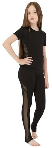 WILDWINS Sportleggings für Mädchen für Gymnastik, Ballett, Tanz, Rhythmische Sportgymnastik (DE/NL/SE/PL, Numerisch, 134, Regular, Black)