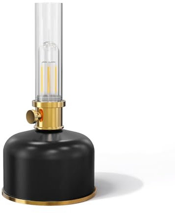 FOREVER Retro Lampada da Comodino LED Stile Lampada a Petrolio Nero – Lampada da Tavolo Senza Fili Vintage con Funzione di Ricarica USB-C - Lampada LED da Tavolo Dimmerabile - Lampada da Tavolo Design