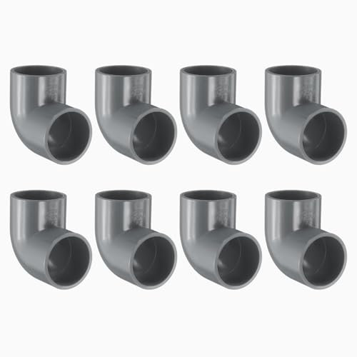 sourcing map 8pcs 1 90 Degree Elbow Pipe Fittings, Furniture Construction Grade 2-Way 90 Degree Elbow PVC Corner Adapter for DIY Construction Furniture Garden Shelf Connection, Grey