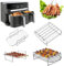 Putentfun 2Pcs Air Fryer Rack Set for Tefal Easy Fry 5.2L/3.1L,Tower T17099, Lakeland 5L/3L, Salter EK5729,Food Grade Stainless Steel Ninja Air Fryer Accessories,Layered Dehydrator Racks Skewer Rack