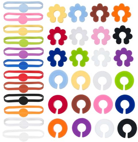 Segnabicchiere Silicone, 36 Pezzi Segna Bicchieri Calici, Identificatore Del Bicchiere di Vino, Riutilizzabili Segnabicchieri per Riutilizzabile Marcatori Bicchieri Anello in Silicone per Bar Casa