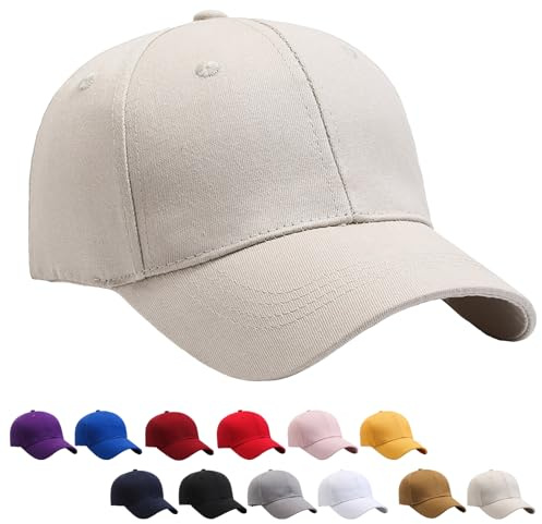 YOUYIKE Baseballkappe für Herren und Damen, Baumwolle Kappe Cap, Baseball Cap Unisex, Verstellbar, Einfarbig, Einheitsgröße, Sonnenmütze
