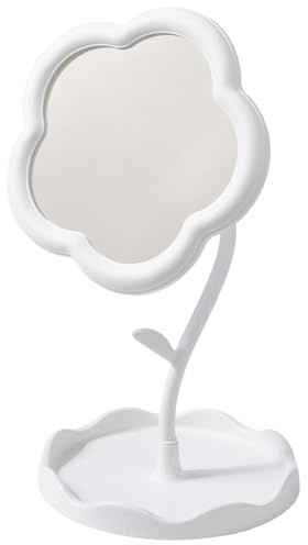 CREATCABIN Standspiegel Tragbar Blume Blumenförmig Schminkspiegel Tragbar Vintage Für Schlafzimmer Wohnzimmer Badezimmer Und Kleine Räume Raumdekoration Heimtischdekoration 15.5x29.5cm Weiß