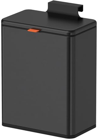 Mbillion Küchenkomposteimer, hängender Mülleimer mit Deckel, 8L/2,1 Gallonen, Edelstahl-Mülleimer für Küchenschranktüren, montierter unter der Spüle, Tür, Wohnmobil, Badezimmer (Schwarz, 8L)