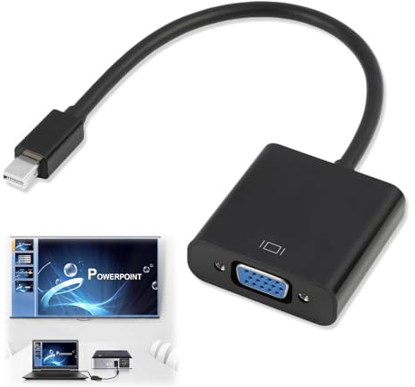 Mini DisplayPort to VGA Adapter, Compatible with Mini DP to VGA Converter Male to Female MacBook Pro, iMac, Surface Pro, ThinkPad, Monitor, HDTV, Projector, 1080P Full HD Display Support