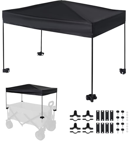 Acclcors Bollerwagen Dach Sonnendach, Faltbares Wasserdichter Handwagen Dach Tragbarer Bollerwagen Dach für Camping, Picknick, Angeln(L69*W50*H45CM)