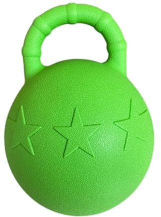 Tubayia Pelota de juguete para caballos con mango, 25 cm, para ponis, goma de grado alimenticio, suministros para el cuidado del ganado, pelota elástica para entrenamiento de caballos