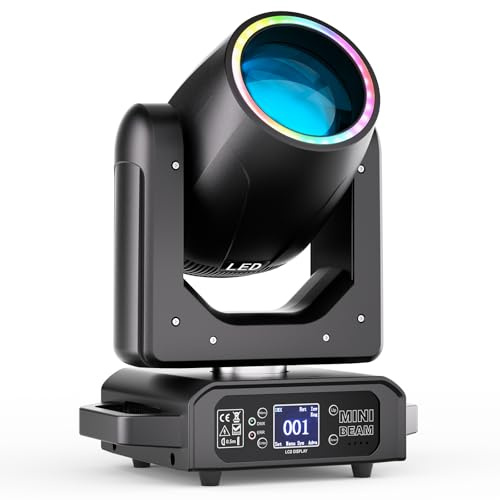 200W Lyre LED Mini Beam lumière de scène 7+1 couleurs 12 Gobos RGBW Prisme Coloration Faisceau Stroboscopique Focus électronique Jeu de Lumiere pour Disco DJ Club Fête Bar Noël Théâtre