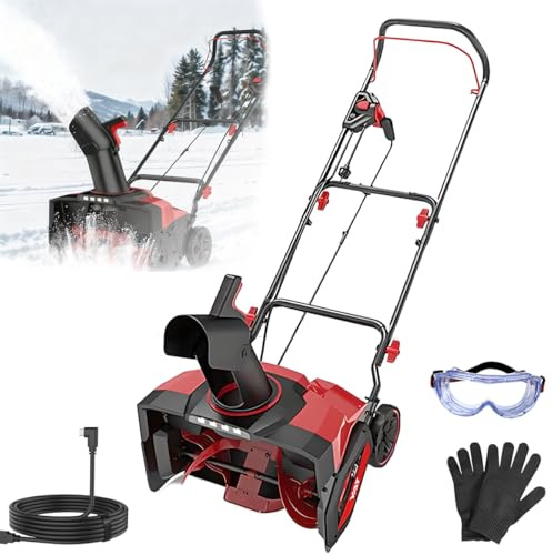 Spazzaneve Elettrico A Filo Da 2000 W, Spazzaneve Elettrico Con Guida Da Terra Da 21 Pollici Con Distanza Di Lancio Di 26 Piedi, Luci A Led, Larghezza 54 Cm E Profondità 33 Cm, Scivolo Rotante A 180°