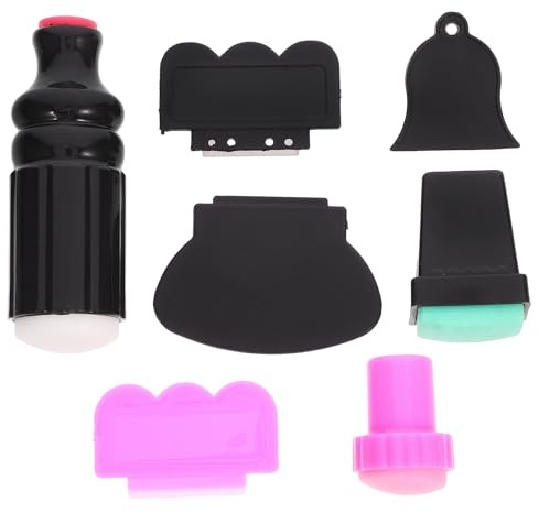 FRCOLOR Nagelstempel Set Mit 3 Stempeln Und 4 Schabern Für Nagelkunst Diy Nail Art Zubehör Für Salon Hochzeit Und Party