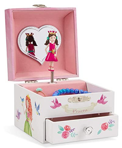 Jewelkeeper Prinzessin Spieluhr mit Ausziehfach - Schmuckkästchen Mädchen im Märchendesign - 12 x 11 x 9 cm Schmuckschatulle mit Tanz der Zuckerfee - Geschenk zur Kommunion oder Geburtstag