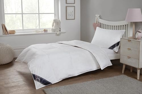 Littens 4.5 Tog Junior Cot Bed Size Goose Feather & Down Duvet Quilt, 230TC 100% Cotton, Down Proof, Kids, Toddler (120cm x 150cm)