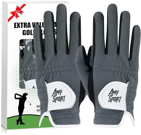 Amy Sport Golf Gloves Men Rain Grip 1 Pair (Dark Gray, X/Large)