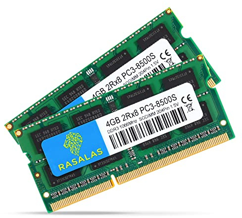Rasalas 8GB Kit (2 x 4GB) PC3-8500S 1067MHz 1066MHz DDR3 8500 PC3-8500 SODIMM Speicher for Late 2008, Early/Mid/Late 2009, Mid 2010
