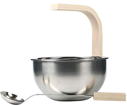 Chuanfeng Sauna Eimer Mit Kelle Edelstahl 4L Saunakübel Hochwertiges Sauna Zubehör Saunaeimer Set