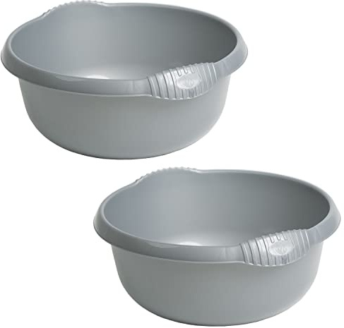 2 x Schüsseln 7L grau Ø32cm rund Waschschüssel Kunststoff Spüle Wanne Bad