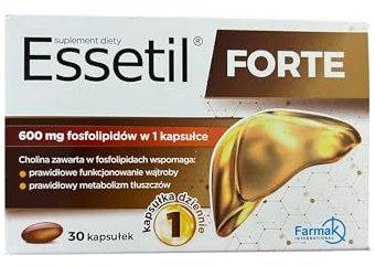 Essetil Forte - a Dietary Supplement (Essentiale Max) 30 Capsules containing Choline 600mg in its Composition, which Supports The Proper Functioning of The Liver and its Regeneration.