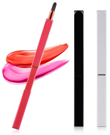 Lip Applicator Brush - 3 Pack Exquisite Professional Dustproof Retractable Lip Brush - Makeup Lipstick Lip Gloss Applicators (Black, Silver and Jewelry Red)