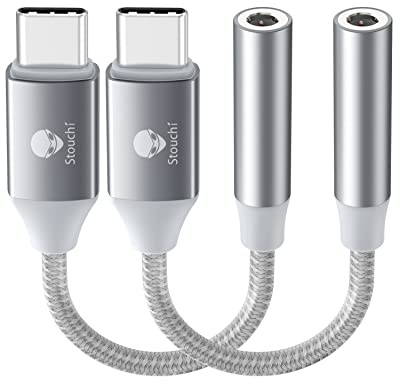 Adapter USB C auf Klinke,Stouchi USB Typ C auf 3,5 mm Kopfhörer Adapter Aux Audio Dongle,HiRes DAC Chip,Kompatibel mit Samsung Galaxy S22 S21 S20 Ultra Note 20 S10,Pixel 6a,Huawei P50 Silber 2er-Pack | Hi-Fi DAC Chip für iPhone 17/16/15, Pixel 9/8/7/6, iPad, Samsung Galaxy S25 S24 S23 Ultra (2 Packungen Silber)